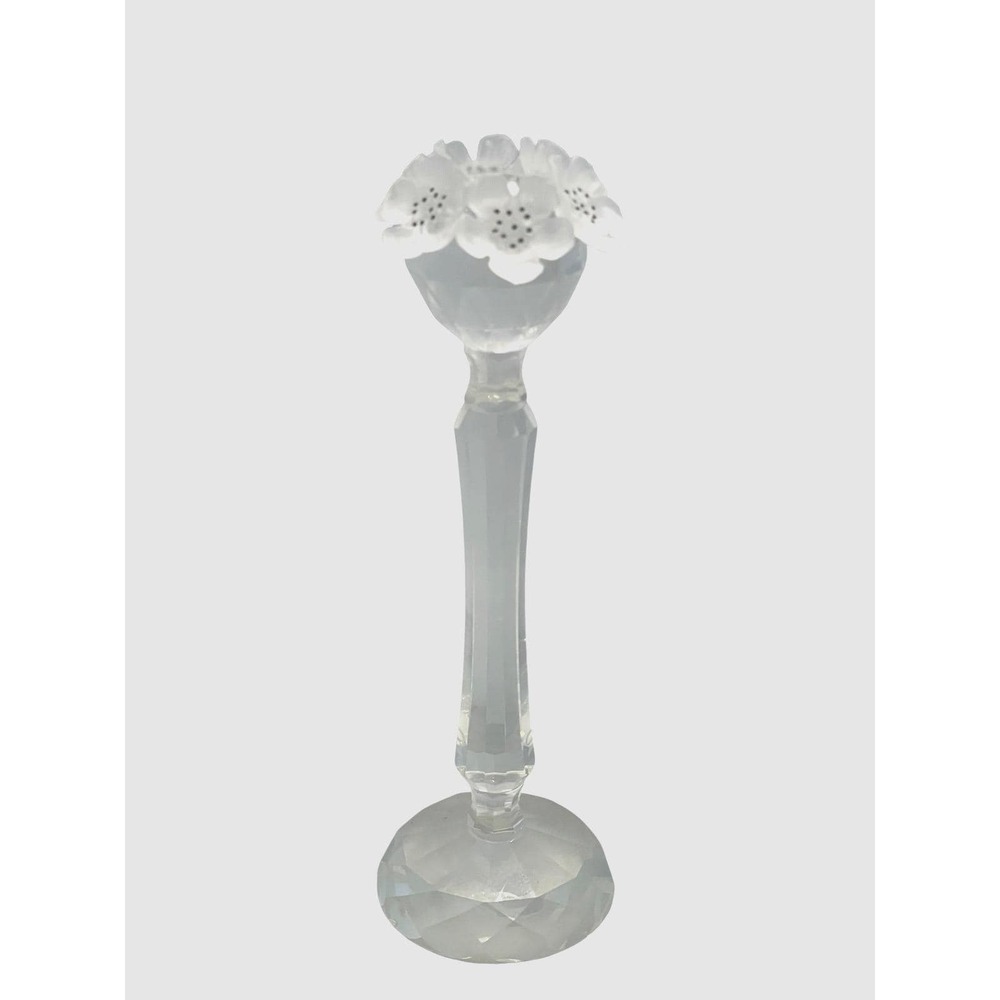 Swarovski Taper Floral Flowers‎ Crystal Candlestick in Original Box-  8" H